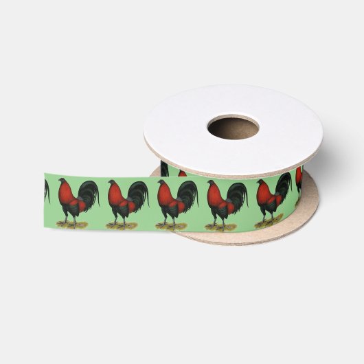 Amerikaans spel BB Zwarte Rode Haan Satijnen Lint (Spoel)