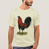 Amerikaans spel BB Zwarte Rode Haan T-shirt (Voorkant)