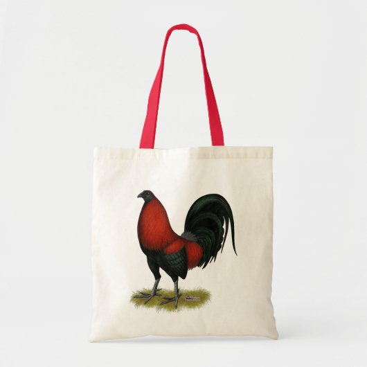 Amerikaans spel BB Zwarte Rode Haan Tote Bag (Voorkant)
