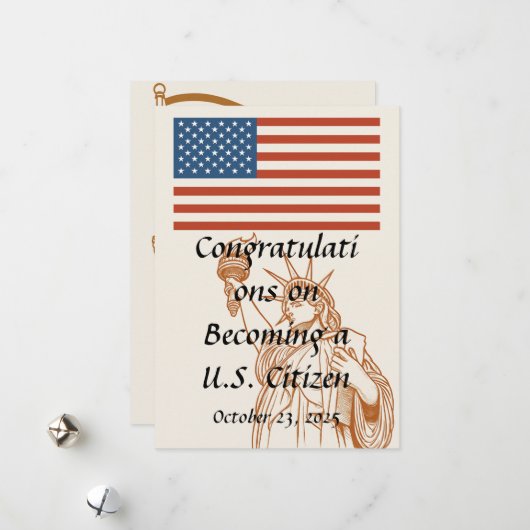 Amerikaans staatsburgerschap gefeliciteerd Kaart (Voorkant / Achterkant in situ)