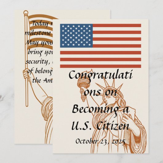 Amerikaans staatsburgerschap gefeliciteerd Kaart (Voorkant / Achterkant)