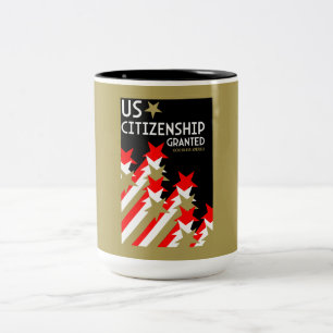 Amerikaans staatsburgerschap verleend tweekleurige koffiemok