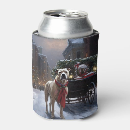 Amerikaans Staffordshire Kerstfeest Seizoen Blikjeskoeler (Blikje Voorkant)
