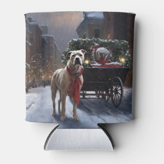 Amerikaans Staffordshire Kerstfeest Seizoen Blikjeskoeler (Voorkant)