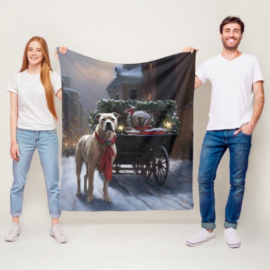 Amerikaans Staffordshire Kerstfeest Seizoen Fleece Deken (In situ)