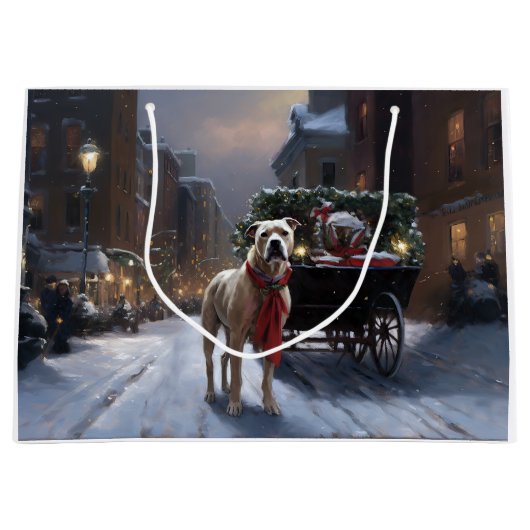 Amerikaans Staffordshire Kerstfeest Seizoen Groot Cadeauzakje (Voorkant)