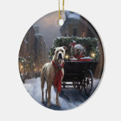 Amerikaans Staffordshire Kerstfeest Seizoen Keramisch Ornament (Links)