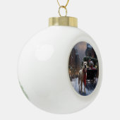 Amerikaans Staffordshire Kerstfeest Seizoen Keramische Bal Ornament (Links)