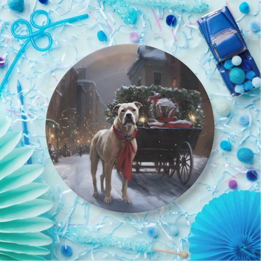 Amerikaans Staffordshire Kerstfeest Seizoen Papieren Bordje (Feest)