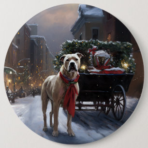 Amerikaans Staffordshire Kerstfeest Seizoen Ronde Button 6,0 Cm