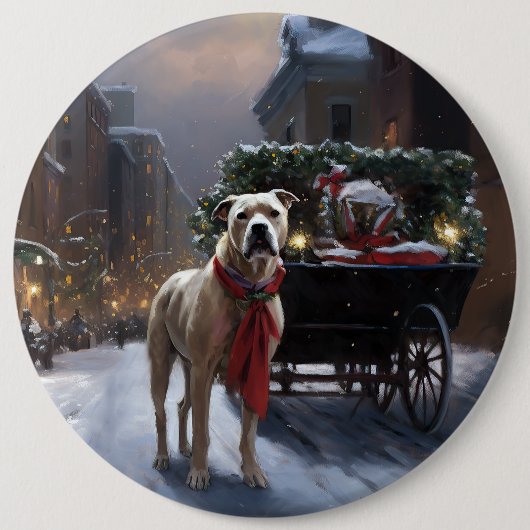 Amerikaans Staffordshire Kerstfeest Seizoen Ronde Button 6,0 Cm (Voorkant)