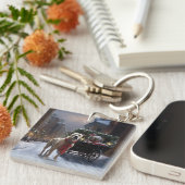 Amerikaans Staffordshire Kerstfeest Seizoen Sleutelhanger (Voorkant Rechts)