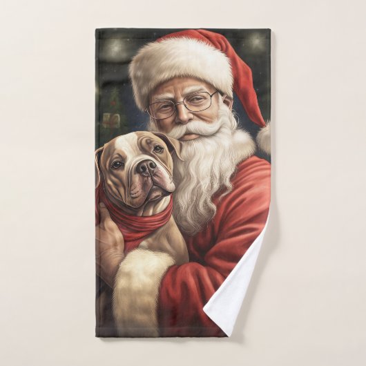 Amerikaans Staffordshire met Kerstmis Bad Handdoek (Handdoek)