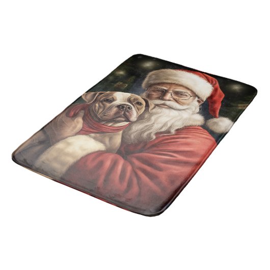 Amerikaans Staffordshire met Kerstmis Badmat (Gekanteld)