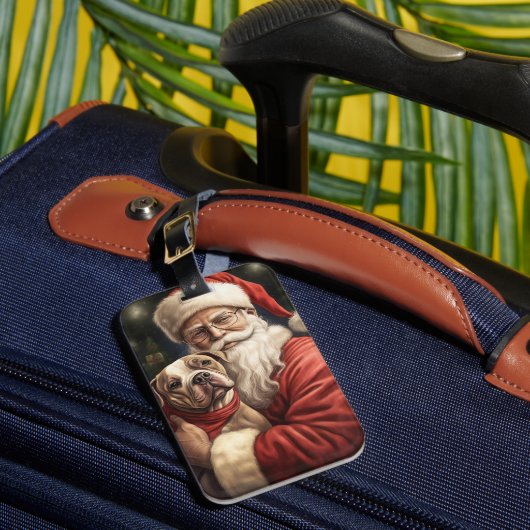 Amerikaans Staffordshire met Kerstmis Bagagelabel (Voorkant Insitu 1)