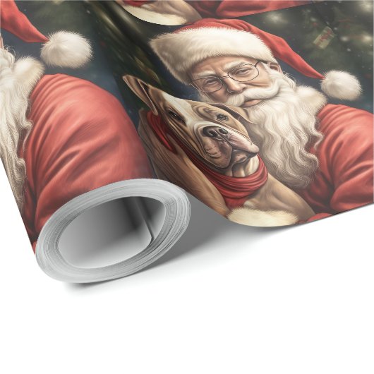 Amerikaans Staffordshire met Kerstmis Cadeaupapier (Rol Hoek)