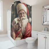 Amerikaans Staffordshire met Kerstmis Douchegordijn (In situ)