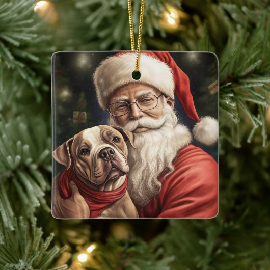 Amerikaans Staffordshire met Kerstmis Keramisch Ornament (Boom)