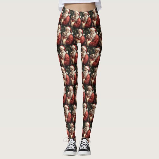 Amerikaans Staffordshire met Kerstmis Leggings (Voorkant)