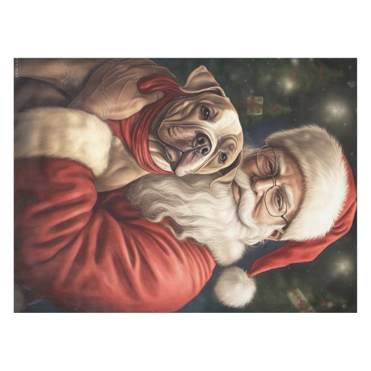 Amerikaans Staffordshire met Kerstmis Tafelkleed (Voorkant (Horizontaal))