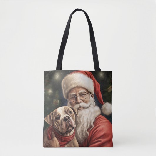 Amerikaans Staffordshire met Kerstmis Tote Bag (Voorkant)