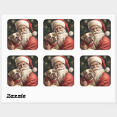 Amerikaans Staffordshire met Kerstmis Vierkante Sticker (Vel)