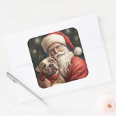 Amerikaans Staffordshire met Kerstmis Vierkante Sticker (Envelop)