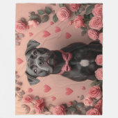 Amerikaans Staffordshire met Rozen -Valentijnsdag Fleece Deken (Voorkant)