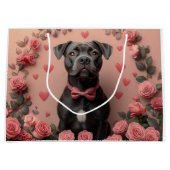 Amerikaans Staffordshire met Rozen -Valentijnsdag Groot Cadeauzakje (Voorkant)