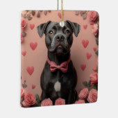 Amerikaans Staffordshire met Rozen -Valentijnsdag Keramisch Ornament (Rechts)