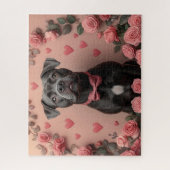 Amerikaans Staffordshire met Rozen -Valentijnsdag Legpuzzel (Verticaal)