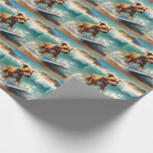 Amerikaans Staffordshire Strand Surfen Schilderij Cadeaupapier (Hoek)