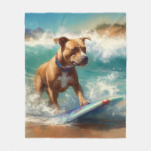 Amerikaans Staffordshire Strand Surfen Schilderij Fleece Deken (Voorkant)