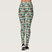 Amerikaans Staffordshire Strand Surfen Schilderij Leggings (Achterkant)