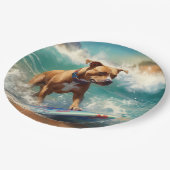 Amerikaans Staffordshire Strand Surfen Schilderij Papieren Bordje (Gekanteld)