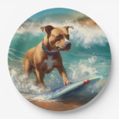 Amerikaans Staffordshire Strand Surfen Schilderij Papieren Bordje (Voorkant)