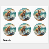 Amerikaans Staffordshire Strand Surfen Schilderij Ronde Sticker (Vel)
