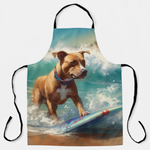 Amerikaans Staffordshire Strand Surfen Schilderij Schort