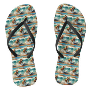Amerikaans Staffordshire Strand Surfen Schilderij Teenslippers