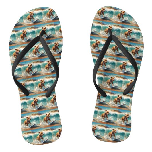 Amerikaans Staffordshire Strand Surfen Schilderij Teenslippers (Voetbed)