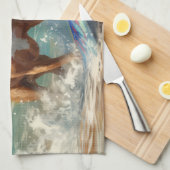 Amerikaans Staffordshire Strand Surfen Schilderij Theedoek (Quarter Fold)