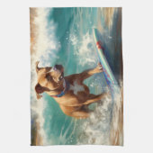 Amerikaans Staffordshire Strand Surfen Schilderij Theedoek (Verticaal)