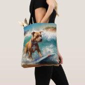 Amerikaans Staffordshire Strand Surfen Schilderij Tote Bag (Dichtbij)