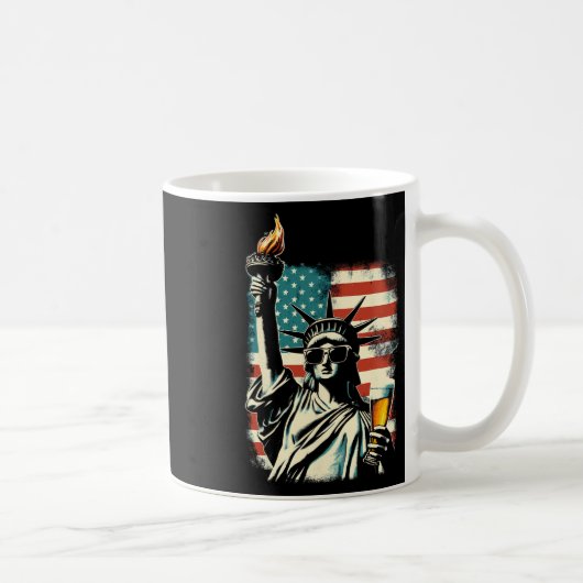 Amerikaans Standbeeld Van Vrijheid 4e Juli Feest B Koffiemok (Rechts)