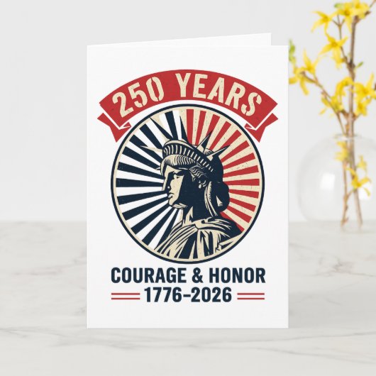 Amerikaans standbeeld vrijheid eer viering kaart (Gele Bloem)