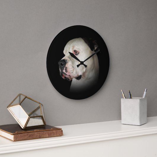 Amerikaans stierenhondenportret grote klok (Kantoor)