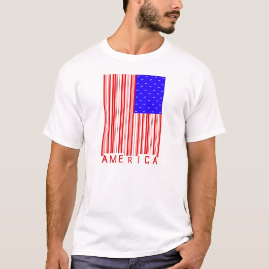 Amerikaans streepjescode-Shirt T-shirt (Voorkant)