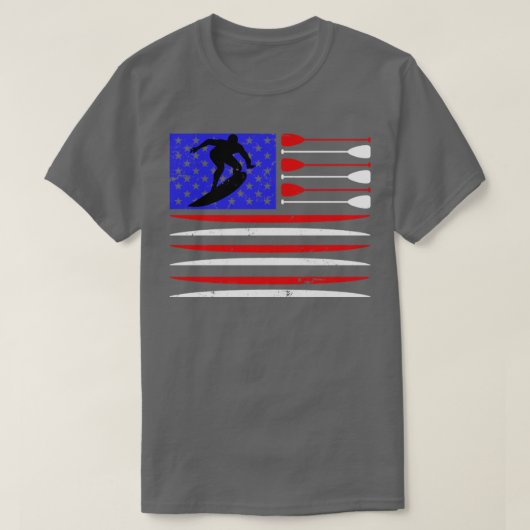 Amerikaans  surfbord met vlag t-shirt (Design voorkant)