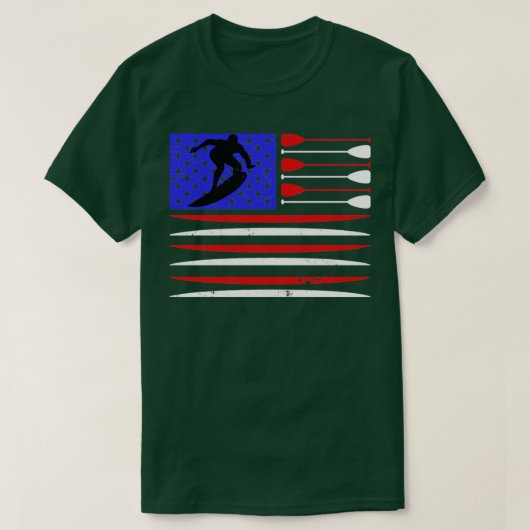 Amerikaans  surfbord met vlag t-shirt (Design voorkant)
