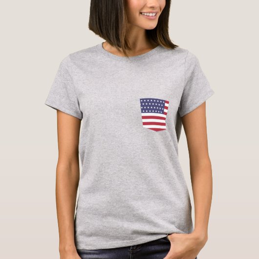 Amerikaans T-shirt van de Vlag van de Pocket van d (Voorkant)